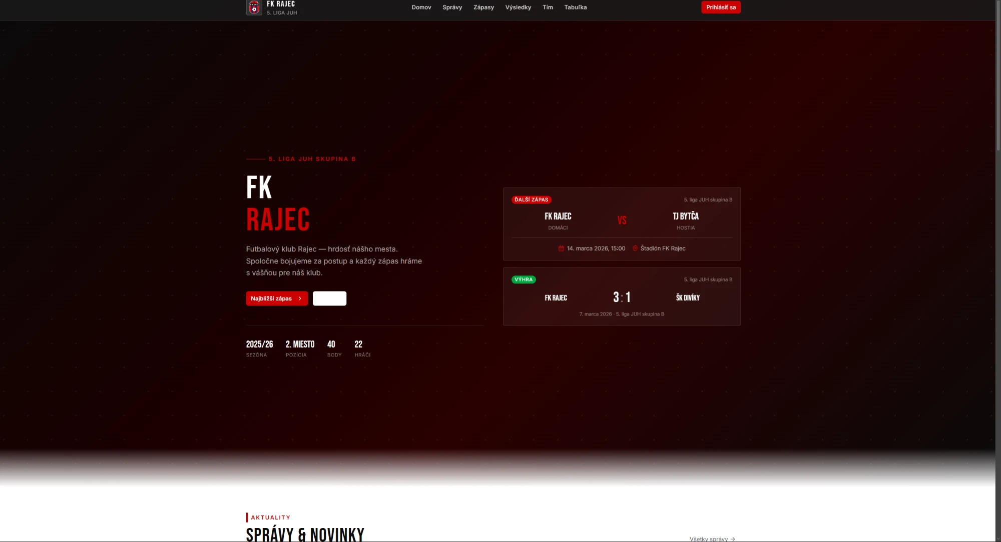 Náhľad projektu FK Rajec